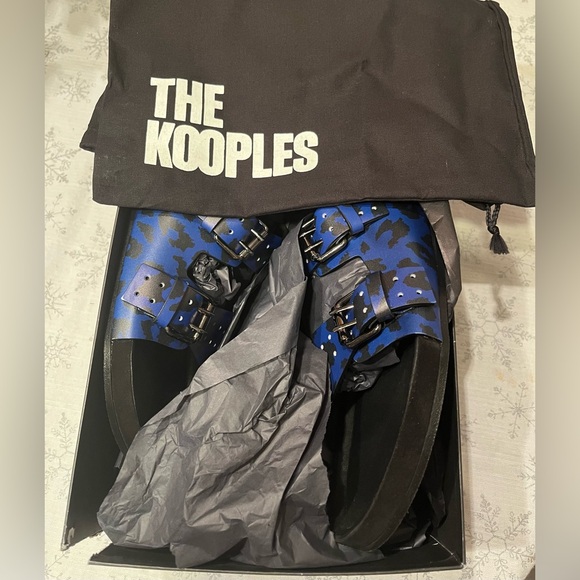 The Kooples Blue Leopard Print Slide Sandals Men Size FR 43 / US 9 / Women 10.5 main image 10